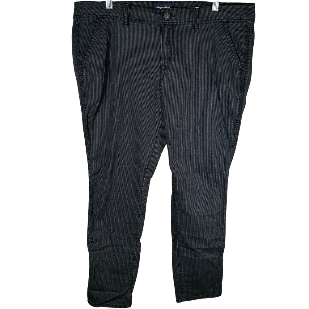American Eagle Outfitters Womens 18 Regular Pinstripe‎ Stretch Chino Pants Black